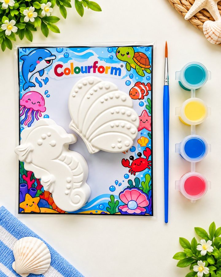 Sea Adventure Magnet Kit: Seahorse & Shell (paint-your-own plaster kit)