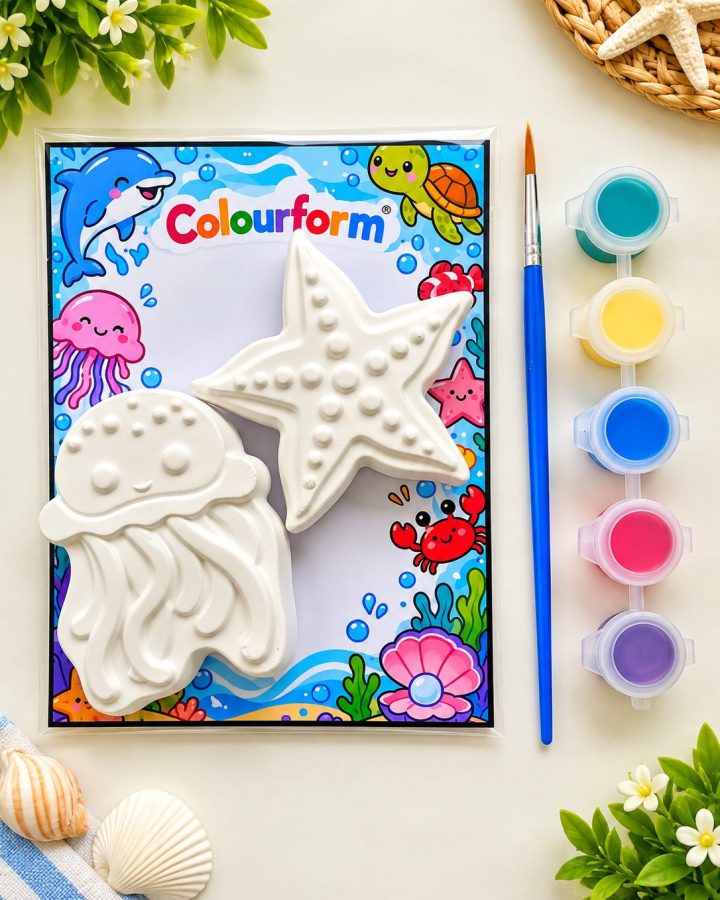 Sea Adventure Magnet Kit: Jellyfish & Starfish (paint-your-own plaster kit)