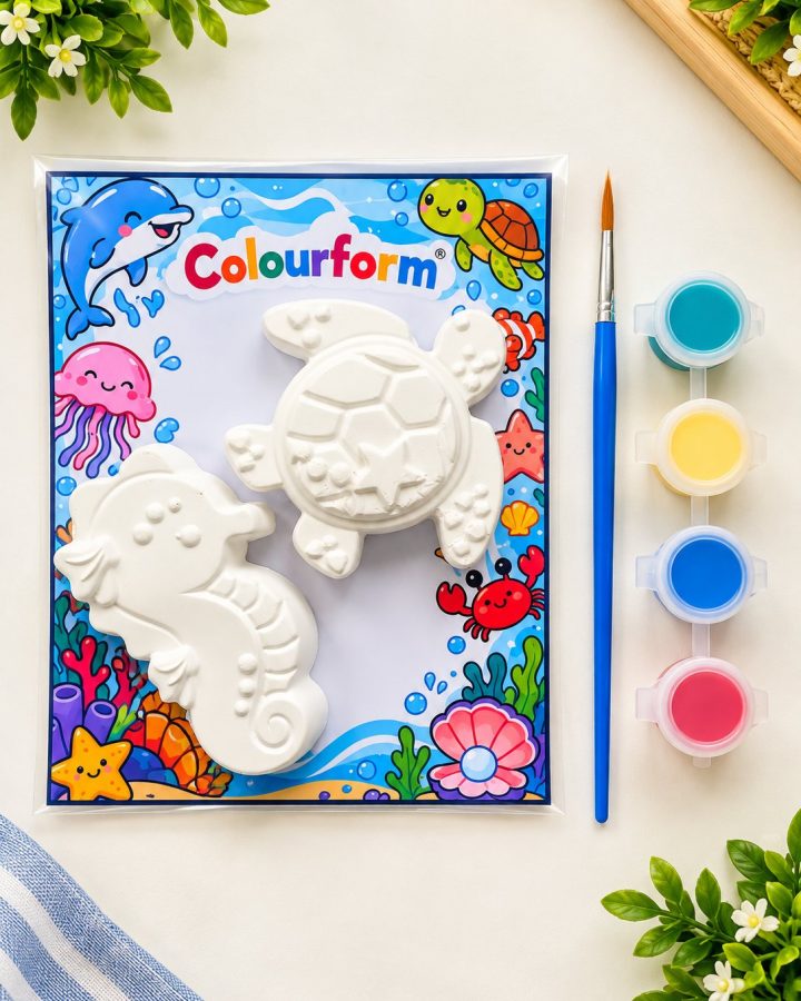 Sea Adventure Magnet Kit: Turtle & Seahorse (paint-your-own plaster kit)