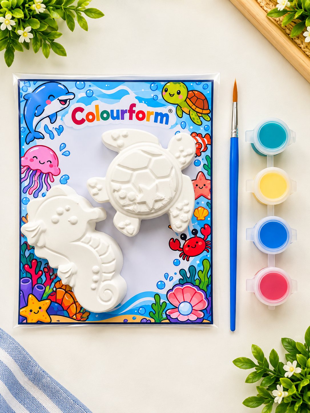 Sea Adventure Magnet Kit: Turtle & Seahorse (paint-your-own plaster kit)